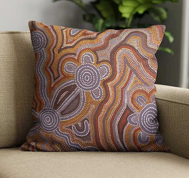 "Abstract Aboriginal Cushion Covers - Indigenous Motifs & Symbols 18""/20" - image 1