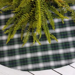 Green Paid Tree Skirt, Tartan Green Christmas Skirt - thumbnail 3