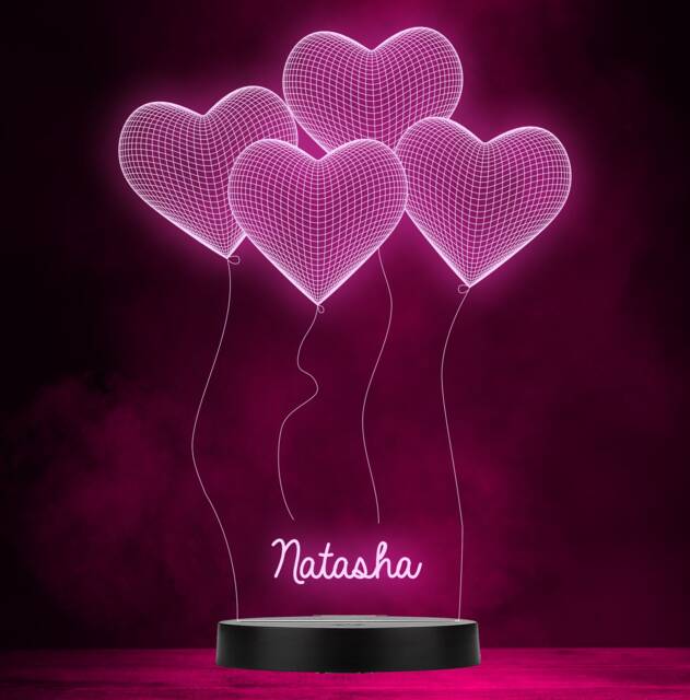 Love Heart Romantic Balloons Personalised Gift Colour Change Lamp Night Light - image 1