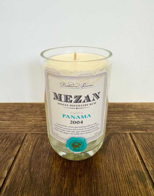 Mezan Rum Bottle Candle - Spiced Orange Soy Wax Upcycled Gift - image 1