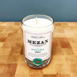 Mezan Rum Bottle Candle - Spiced Orange Soy Wax Upcycled Gift - thumbnail 2
