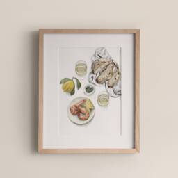 Tapas Still Life Art Print, Lemons & Prawns, Signed Cotton Rag Paper - thumbnail 1