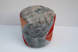 Handmade Wool Patchwork Ottoman Pouf Cover, Kilim Floor Pillow