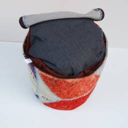 Handmade Wool Patchwork Ottoman Pouf Cover, Kilim Floor Pillow - thumbnail 4