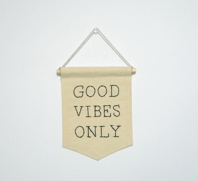Good Vibes Only, Embroidered Mini Banner Wall Hanging, House Warming Gift, Apartment Decor, Office Baby Shower Dorm Decor Gift - image 1