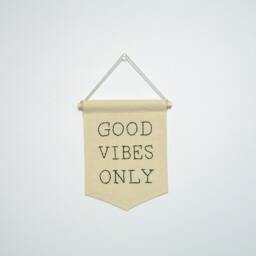 Good Vibes Only, Embroidered Mini Banner Wall Hanging, House Warming Gift, Apartment Decor, Office Baby Shower Dorm Decor Gift - thumbnail 2