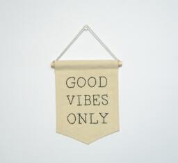 Good Vibes Only, Embroidered Mini Banner Wall Hanging, House Warming Gift, Apartment Decor, Office Baby Shower Dorm Decor Gift