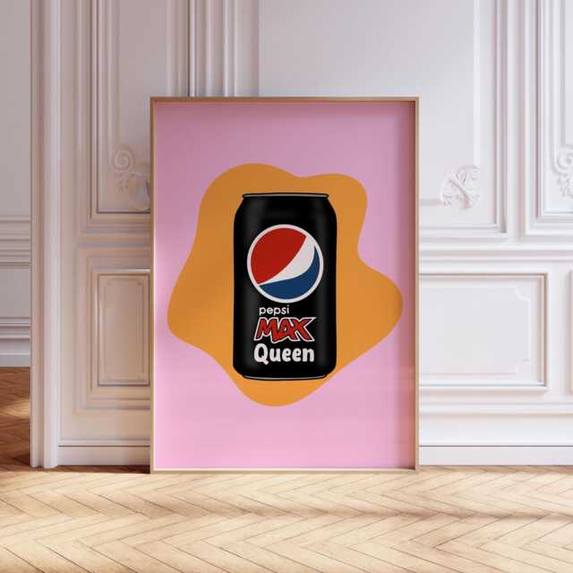 Pop Art Pepsi Max Queen Poster, Modern Wall Print, Retro Soda Can Decor, Colourful Kitchen Or Bar Artwork Gift, Lover Gift - image 1