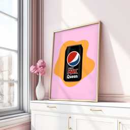 Pop Art Pepsi Max Queen Poster, Modern Wall Print, Retro Soda Can Decor, Colourful Kitchen Or Bar Artwork Gift, Lover Gift - thumbnail 2