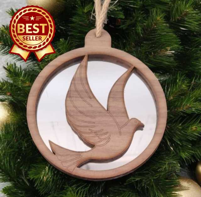 Peace Dove Christmas Decoration - Wood & Acrylic Option - Bespoke Shapes Sizes Made - image 1
