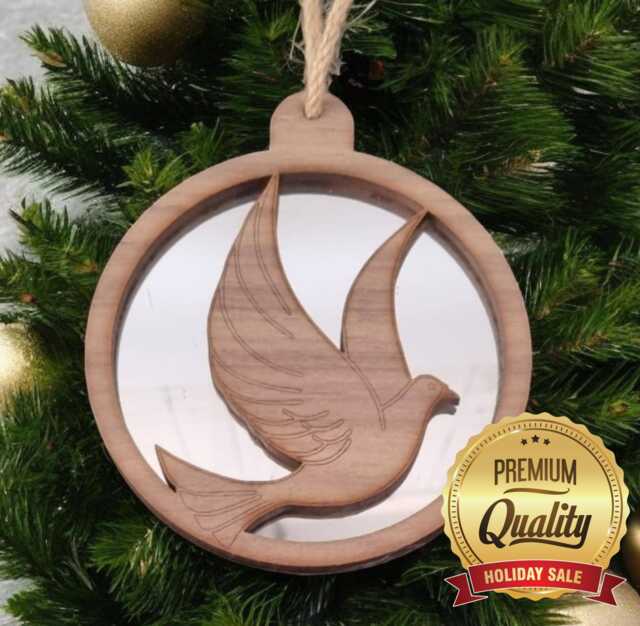 Peace Dove Christmas Decoration - Wood & Acrylic Option - Bespoke Shapes Sizes Made - image 1