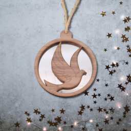 Peace Dove Christmas Decoration - Wood & Acrylic Option - Bespoke Shapes Sizes Made - thumbnail 3