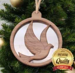 Peace Dove Christmas Decoration - Wood & Acrylic Option - Bespoke Shapes Sizes Made - thumbnail 1