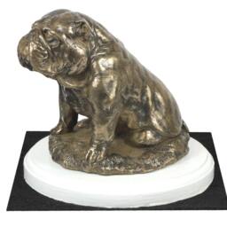 Bulldog, English Dog On White Wooden Base Statue, Limited Edition, Artdog - thumbnail 3