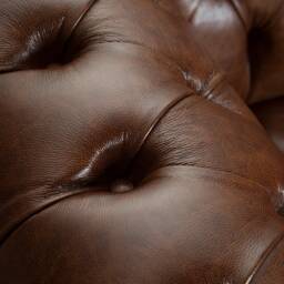 4 Seater Mottled Tan Brown Leather Chesterfield Sofa, British Handmade - thumbnail 4