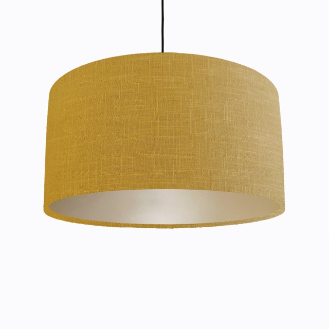 Mustard Yellow Lampshade in Linen With Champagne Lining - image 1