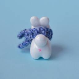 Opalescent Bunny Figurine With Hand Knit Scarf - thumbnail 3
