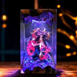 Flame Warrior Girl Resin Lamp - Kny Anime-Inspired Led Diorama Light - Handmade Fiery Demon Scene Otaku Desk Decor & Unique Gift - thumbnail 4