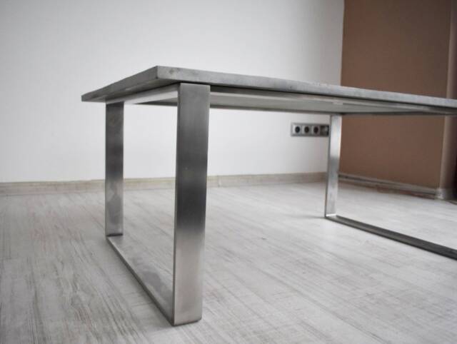 Concrete Coffee Table With Metal Frame Handmade - image 1