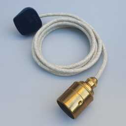 Plug in Pendant Light - Brass Hanging Fabric Cable Cord & Vintage Style E27 Lamp Holder Unique Reading, Ambient Mood Lighting - thumbnail 2
