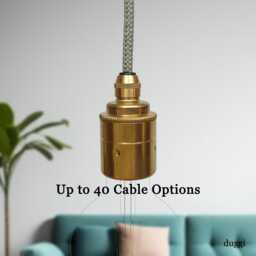 Plug in Pendant Light - Brass Hanging Fabric Cable Wall Cord & Vintage Style E27 Lamp Holder Unique Reading, Ambient Mood Lighting - thumbnail 1