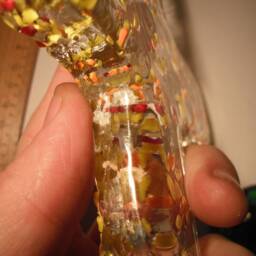Handblown Glass Wall Crucifix Cross 22 cm X 15 Handmade With Orange Yelow Rubines - thumbnail 4