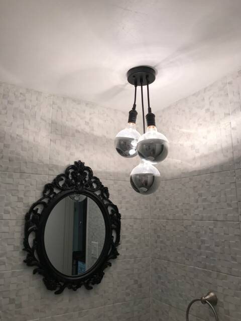 Bathroom Ceiling Light Semi Flush 3 Led Cluster Chrome Mirror Globes Hanging Modern Pendant Lamp Black White - image 1