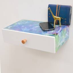 Resin Art Floating Bedside Drawer, Unusual Nightstand Small Bedside Hanging Drawer, Epoxy Floating Shelf Or Console Storage Drawer - thumbnail 2
