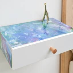 Resin Art Floating Bedside Drawer, Unusual Nightstand Small Bedside Hanging Drawer, Epoxy Floating Shelf Or Console Storage Drawer - thumbnail 4