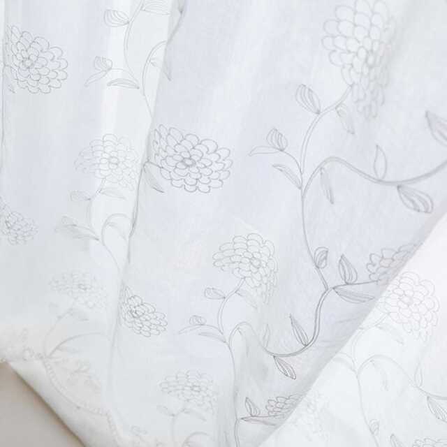 Embroidery White Plant Voile Custom Curtain Made To Measure Sheer - image 1