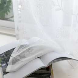 Embroidery White Plant Voile Custom Curtain Made To Measure Sheer - thumbnail 2