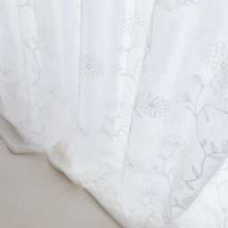 Embroidery White Plant Voile Custom Curtain Made To Measure Sheer - thumbnail 3