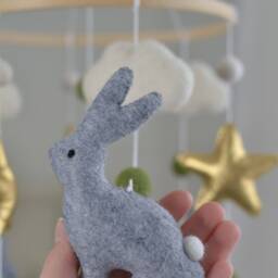Baby Mobile/ Nursery Mobile/Handmade Mobile/Bunny Mobile/star Mobile/Felt Rabbit/Mobile For Baby/Woodland Mobile - thumbnail 2