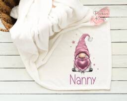 Personalised Blanket - Christmas Gonk Gift For Her Him Custom Name Blue Pink Gonks