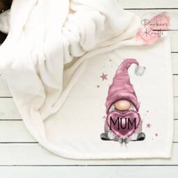 Personalised Blanket - Christmas Gonk Gift For Her Him Custom Name Blue Pink Gonks - thumbnail 4