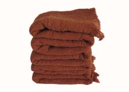 Burnt Orange Handwoven Organic Cotton Throw Blanket, Natural Dye