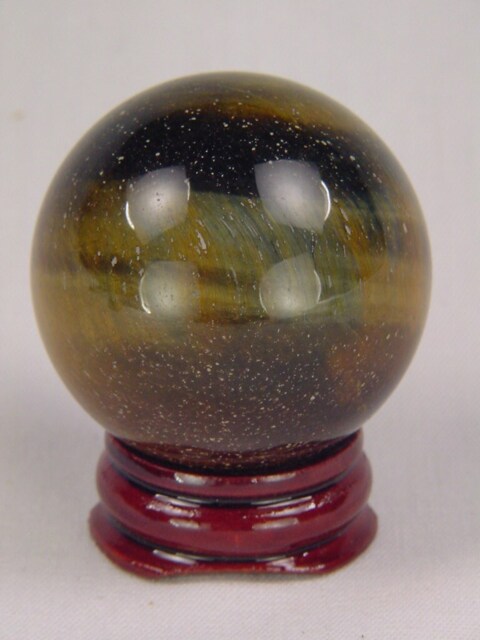 African Golden Tiger Eye Lapidary 40mm Diameter Sphere With Stand 4894K - image 1