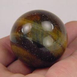 African Golden Tiger Eye Lapidary 40mm Diameter Sphere With Stand 4894K - thumbnail 2