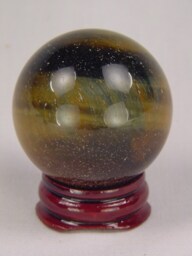 African Golden Tiger Eye Lapidary 40mm Diameter Sphere With Stand 4894K - thumbnail 1