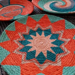 Woven Basket Wall Decor Set Boho Bohemian Plates, 7 Piece - thumbnail 4