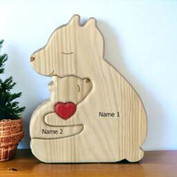 Wooden Bear Puzzle, Single Parent Gift, Animal Family Personalized Home Decor, Keepsake, For Families Of 2-6 Engraved Gift - thumbnail 3