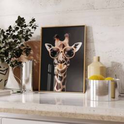 Giraffe Print, Poster, Funny Animal D??cor, Wall Art, in Sunglasses Modern D??cor - thumbnail 3