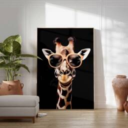 Giraffe Print, Poster, Funny Animal D??cor, Wall Art, in Sunglasses Modern D??cor - thumbnail 2