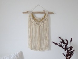 Macram?? Mural/Wall Hanging Wall Weaving & Wooden Beads Boho Boho - thumbnail 1