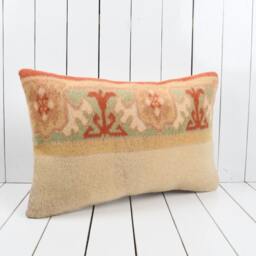 Handmade Vintage Turkish Kilim Pillow Cover 16x24 Decorative Cushion - thumbnail 2