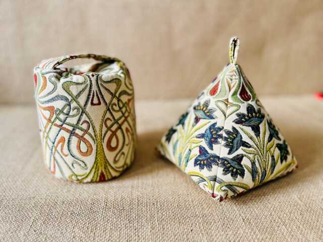 Art Nouveau Floral Embroidered Door Stop - Handmade Fabric Doorstop - image 1