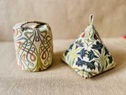 Art Nouveau Floral Embroidered Door Stop - Handmade Fabric Doorstop - thumbnail 1