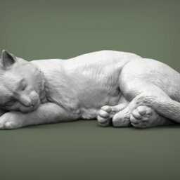 Cat Sleeping Lying Down - 3D Printed For Lovers, Ornament, Memorial, Gift - thumbnail 2