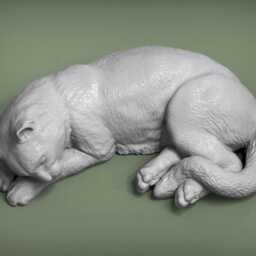Cat Sleeping Lying Down - 3D Printed For Lovers, Ornament, Memorial, Gift - thumbnail 3