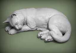 Cat Sleeping Lying Down - 3D Printed For Lovers, Ornament, Memorial, Gift - thumbnail 1